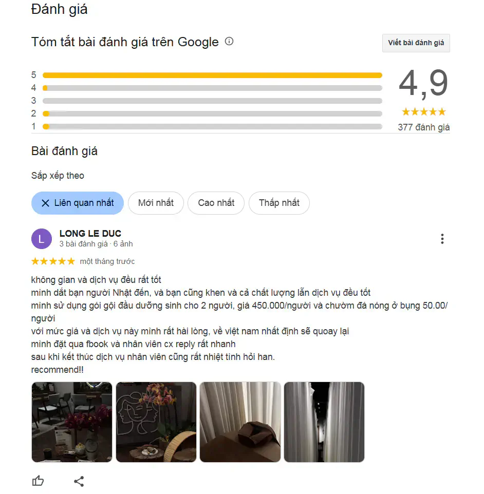 Hình ảnh review nhà spa